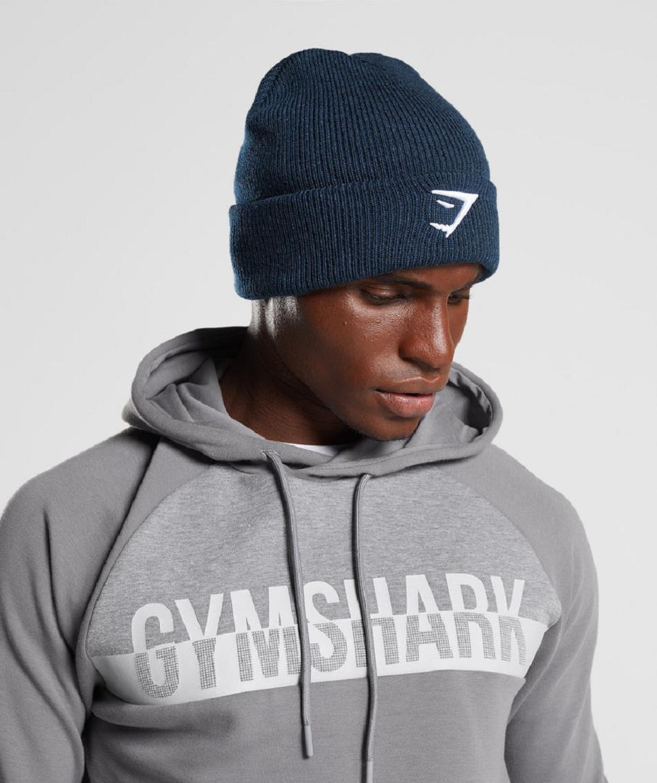 Czapki Damskie Gymshark Sharkhead Beanie Granatowe | PL 2105NWY